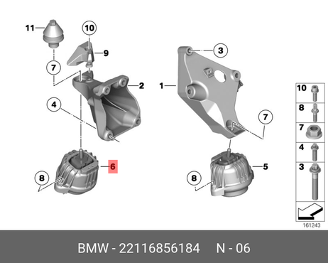 фото BMW 22 11 6 856 184 Подушка двигателя | прав | BMW 22 11 6 856 184 Подушка двигателя | прав |