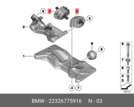 фото BMW 22 32 6 775 916 Подушка коробки передач BMW 22 32 6 775 916 Подушка коробки передач