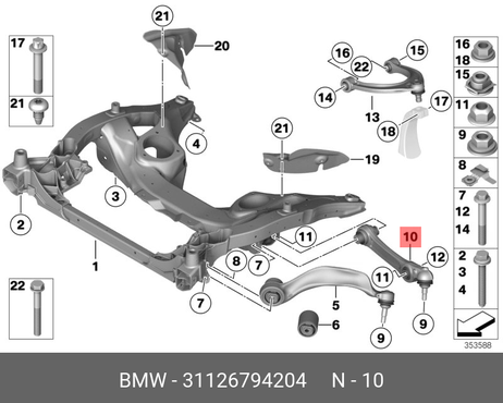 фото BMW 31 12 6 794 204 Рычаг подвески нижний поперечный с резинометалическим шарниром правый | перед | BMW 31 12 6 794 204 Рычаг подвески нижний поперечный с резинометалическим шарниром правый | перед |