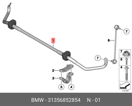 фото BMW 31 35 6 852 854 Стабилизатор BMW 31 35 6 852 854 Стабилизатор