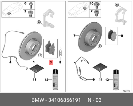 фото BMW 34 10 6 856 191 Колодки тормозные дисковые | перед прав/лев | BMW 34 10 6 856 191 Колодки тормозные дисковые | перед прав/лев |