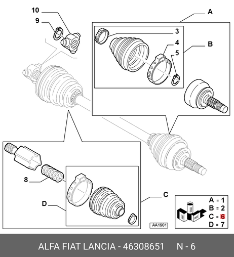 фото Fiat/Alfa/Lancia 4 630 8651 Шрус внутренний | перед лев | Fiat/Alfa/Lancia 4 630 8651 Шрус внутренний | перед лев |