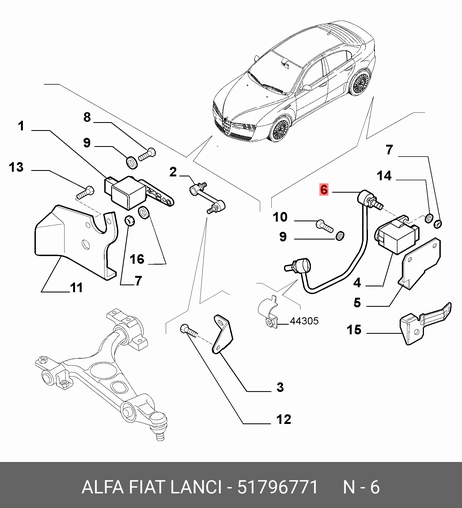 фото Fiat/Alfa/Lancia 5 179 6771 тяга датчика положения кузова зад Fiat/Alfa/Lancia 5 179 6771 тяга датчика положения кузова зад