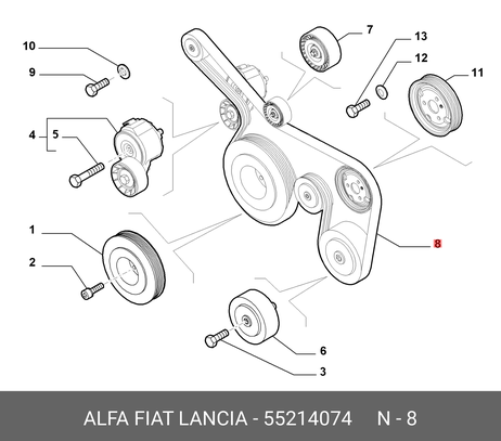 фото Fiat/Alfa/Lancia 5 521 4074 Приводной ремень Fiat/Alfa/Lancia 5 521 4074 Приводной ремень