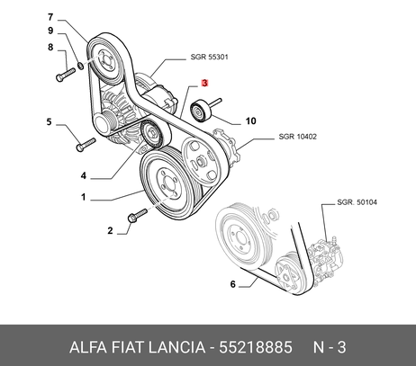 фото Fiat/Alfa/Lancia 5 521 8885 Приводной ремень l=1526 Fiat/Alfa/Lancia 5 521 8885 Приводной ремень l=1526