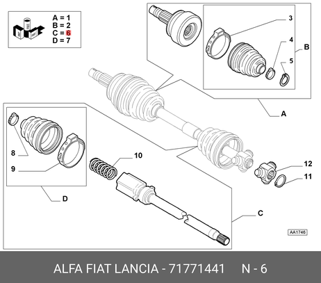 фото Fiat/Alfa/Lancia 7 177 1441 Шрус внешний | перед прав/лев | Fiat/Alfa/Lancia 7 177 1441 Шрус внешний | перед прав/лев |