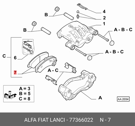 фото Fiat/Alfa/Lancia 7 736 6022 Колодки тормозные дисковые | перед | Fiat/Alfa/Lancia 7 736 6022 Колодки тормозные дисковые | перед |