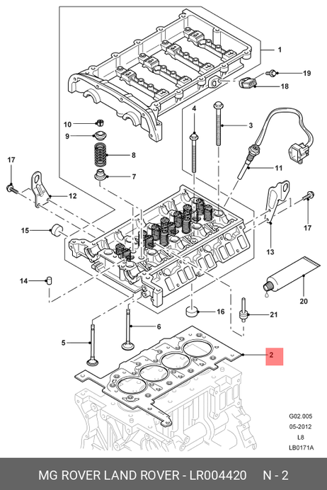 фото Land Rover LR004420 Прокладка головки цилиндров Land Rover LR004420 Прокладка головки цилиндров