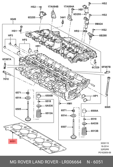 фото Land Rover LR006664 Прокладка головки цилиндров Land Rover LR006664 Прокладка головки цилиндров
