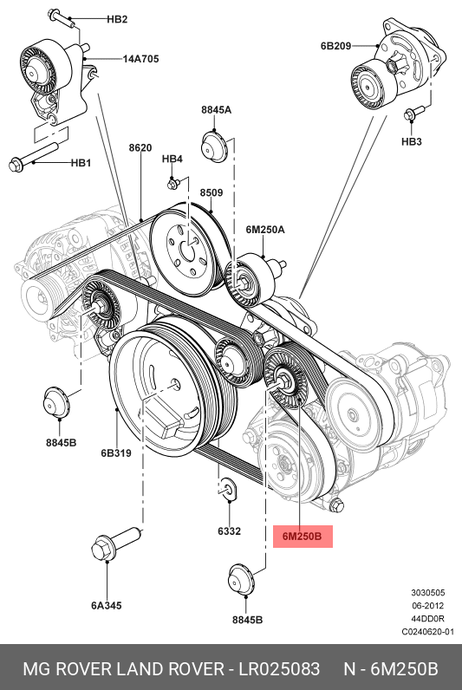 фото Land Rover LR025083 Ролик натяжной ГРМ Land Rover LR025083 Ролик натяжной ГРМ