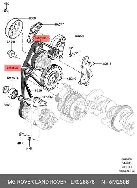Land Rover LR028878 Ролик обводной приводного ремня