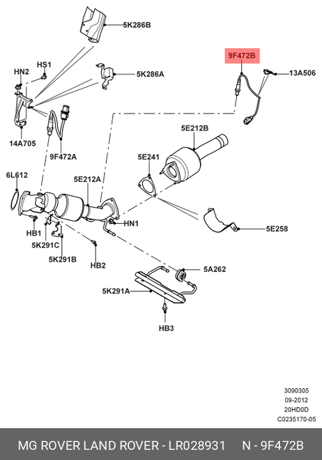 фото Land Rover LR028931 Датчик кислородный Land Rover LR028931 Датчик кислородный