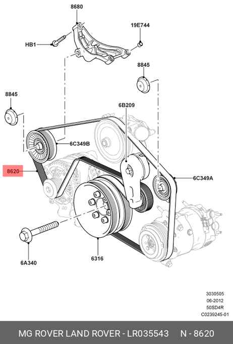Land Rover LR035543 Ремень приводной lg/lw