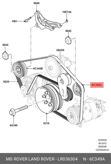 фото Land Rover LR036304 Ролик натяжной ГРМ Land Rover LR036304 Ролик натяжной ГРМ