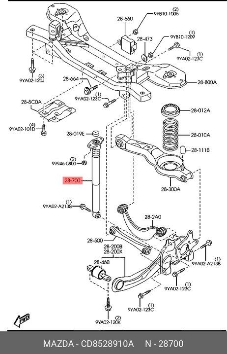 Mazda CD85-28-910A Амортизатор подвески | зад прав/лев |