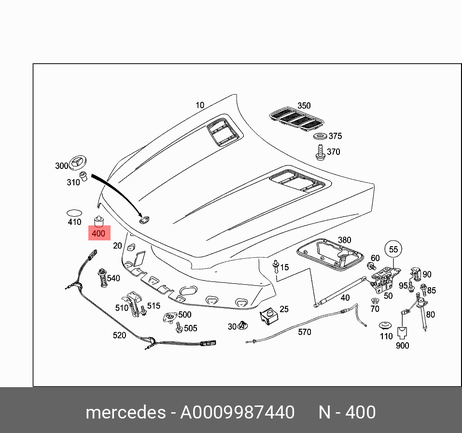 фото Mercedes A 000 998 74 40 Упор капота Mercedes A 000 998 74 40 Упор капота