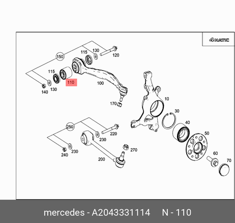 фото Mercedes A 204 333 11 14 Сайлентблок рычага подвески | перед лев | Mercedes A 204 333 11 14 Сайлентблок рычага подвески | перед лев |