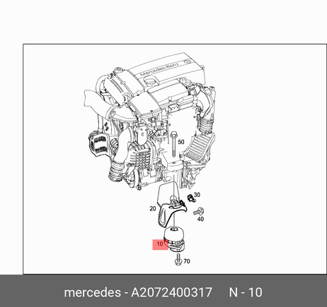 фото Mercedes A 207 240 03 17 Опора двигателя Mercedes A 207 240 03 17 Опора двигателя