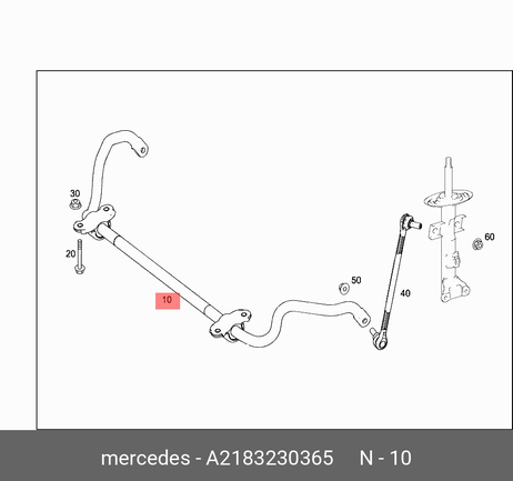 фото Mercedes A 218 323 03 65 Стабилизатор подвески Mercedes A 218 323 03 65 Стабилизатор подвески