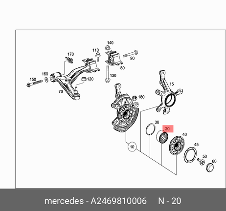 фото Mercedes A 246 981 00 06 Подшипник ступицы колеса | перед | Mercedes A 246 981 00 06 Подшипник ступицы колеса | перед |