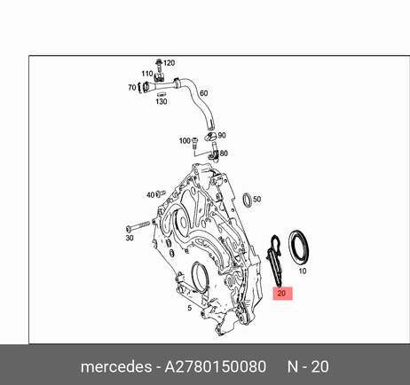 фото Mercedes A 278 015 00 80 Прокладка передней крышки двигателя Mercedes A 278 015 00 80 Прокладка передней крышки двигателя