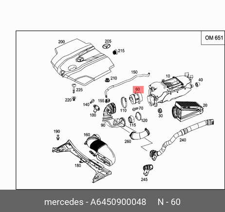фото Mercedes A6450900048 Датчик массового расхода воздуха ДВС Mercedes A6450900048 Датчик массового расхода воздуха ДВС