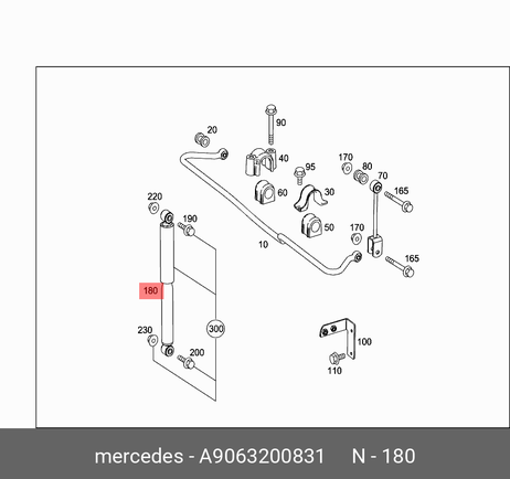 фото Mercedes A 906 320 08 31 Амортизатор задний Mercedes A 906 320 08 31 Амортизатор задний