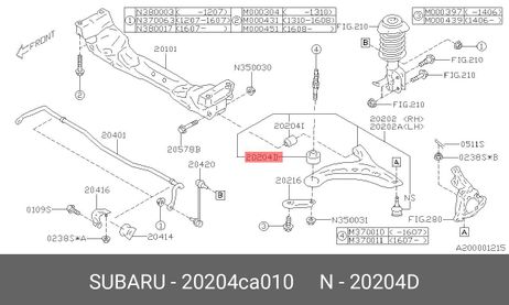 фото Subaru 20204-CA010 Сайлентблок рычага подвески | перед лев | Subaru 20204-CA010 Сайлентблок рычага подвески | перед лев |