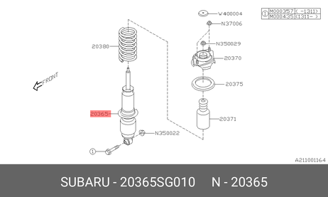 фото Subaru 20365-SG010 Амортизатор | зад прав/лев | Subaru 20365-SG010 Амортизатор | зад прав/лев |