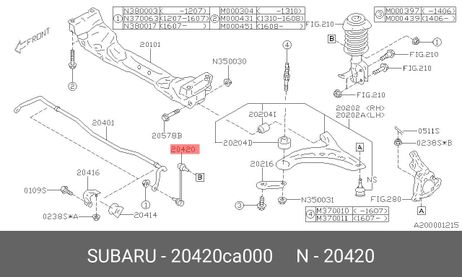 фото Subaru 20420-CA000 Стойка стабилизатора | перед | Subaru 20420-CA000 Стойка стабилизатора | перед |
