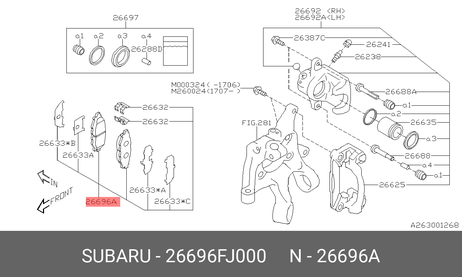 фото Subaru 26696-FJ000 Колодки тормозные дисковые | зад | Subaru 26696-FJ000 Колодки тормозные дисковые | зад |