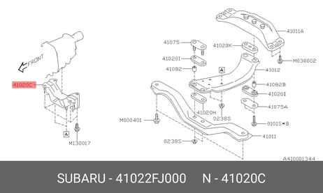 фото Subaru 41022-FJ000 Подушка двигателя АТ | зад | Subaru 41022-FJ000 Подушка двигателя АТ | зад |