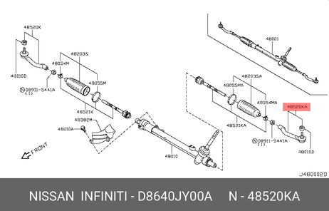 фото Nissan D8640-JY00A Наконечник рулевой тяги | лев | Nissan D8640-JY00A Наконечник рулевой тяги | лев |