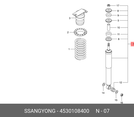 фото Ssangyong 4530108400 Амортизатор | зад | Ssangyong 4530108400 Амортизатор | зад |