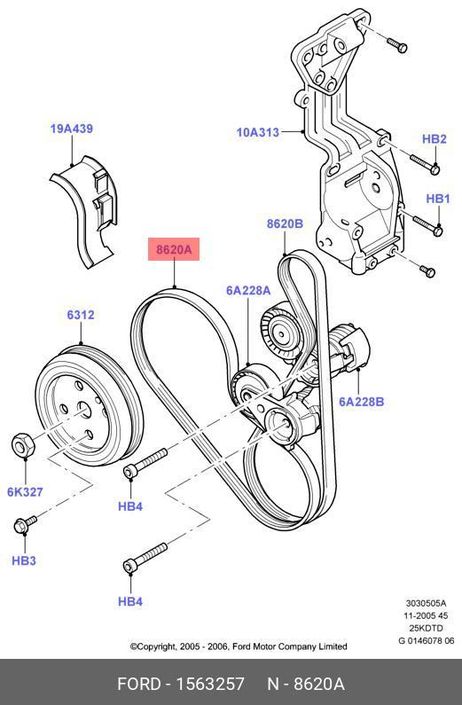 фото Ford 1 563 257 Ремень поликлиновый Ford 1 563 257 Ремень поликлиновый