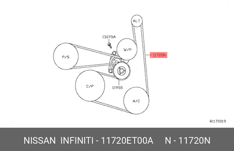 фото Nissan 11720-ET00A Ремень поликлиновый Nissan 11720-ET00A Ремень поликлиновый