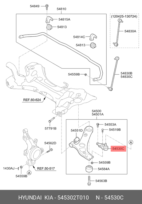фото Hyundai/Kia 54530-2T010 Опора шаровая | перед прав/лев | Hyundai/Kia 54530-2T010 Опора шаровая | перед прав/лев |