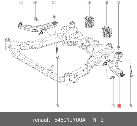 фото Renault 54501-JY00A Рычаг подвески | перед лев | Renault 54501-JY00A Рычаг подвески | перед лев |