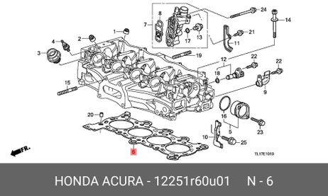 фото Honda 12251-R60-U01 Прокладка головки блока цилиндров Honda 12251-R60-U01 Прокладка головки блока цилиндров