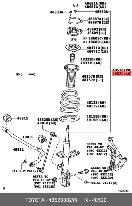 фото Toyota 48520-80299 Амортизатор | перед лев | Toyota 48520-80299 Амортизатор | перед лев |
