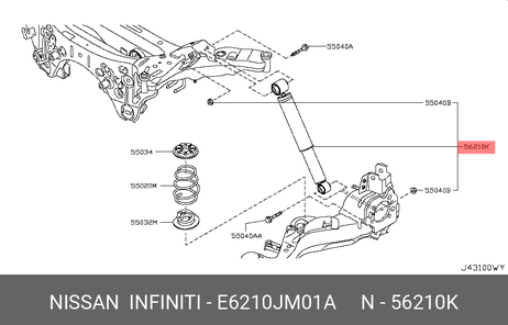 фото Nissan E6210-JM01A Амортизатор | зад прав/лев | Nissan E6210-JM01A Амортизатор | зад прав/лев |