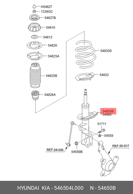 фото Hyundai/Kia 54650-4L000 Амортизатор передний левый hyundai Solaris (11-14) Hyundai/Kia 54650-4L000 Амортизатор передний левый hyundai Solaris (11-14)