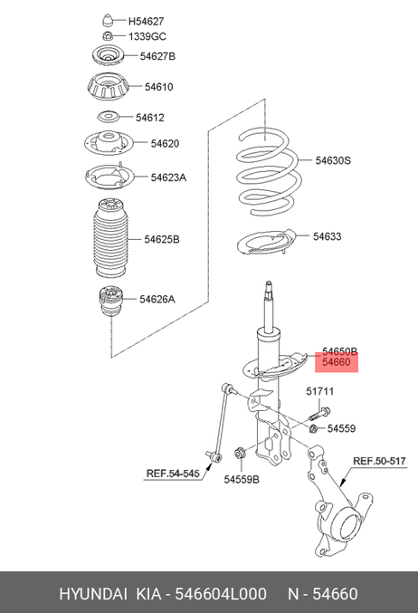 фото Hyundai/Kia 54660-4L000 Амортизатор передний правый hyundai Solaris (11-14) Hyundai/Kia 54660-4L000 Амортизатор передний правый hyundai Solaris (11-14)