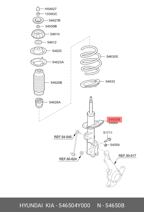 фото Hyundai/Kia 54650-4Y000 Стойка амортизационная | перед лев | Hyundai/Kia 54650-4Y000 Стойка амортизационная | перед лев |