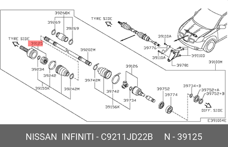 фото Nissan C9211-JD22B Комплект ШРУСа | перед прав/лев | Nissan C9211-JD22B Комплект ШРУСа | перед прав/лев |