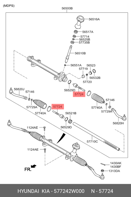 фото Hyundai/Kia 57724-2W000 Тяга рулевая в сборе | перед прав/лев | Hyundai/Kia 57724-2W000 Тяга рулевая в сборе | перед прав/лев |