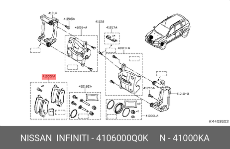 фото Nissan 41060-00Q0K Колодки тормозные дисковые | перед | Nissan 41060-00Q0K Колодки тормозные дисковые | перед |
