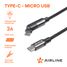 AIRLINE ACH-M-32 Кабель type c - microusb 1м, с поворот. коннектором, черный нейлоновый - 1